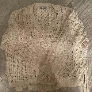 Over-sized Zara Open Knit V-neck Sweater